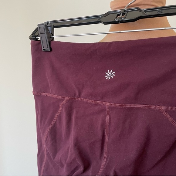 Athleta Salutation Capri Maroon Powervita Mid-Rise Cropped Leggings 591383 EUC S - Picture 6 of 10